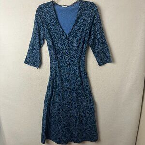 BODEN Ivy Smocked Midi Dress sz 14P Moonlit Ocean animal print blue black petite